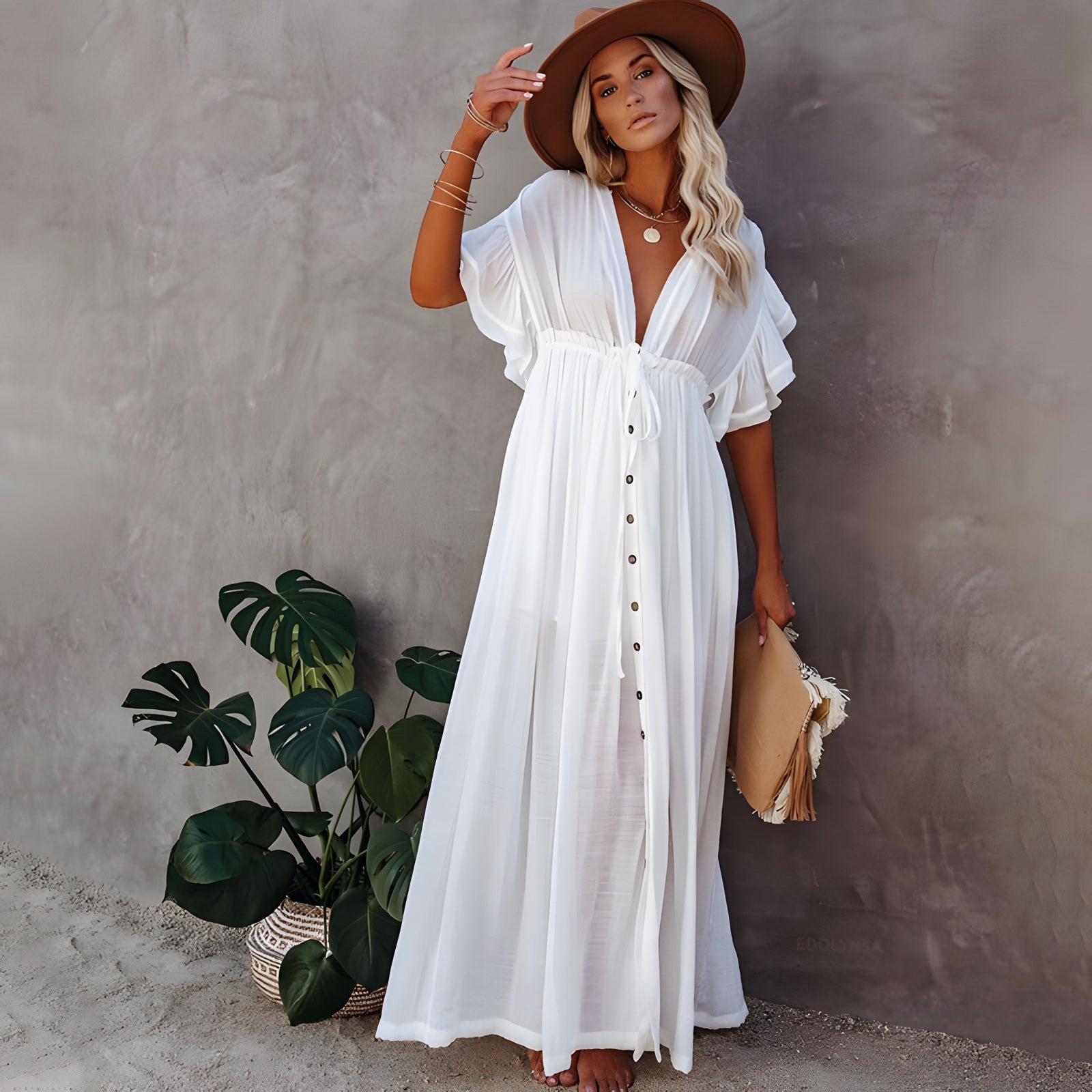 Robe bohème longue rouge
