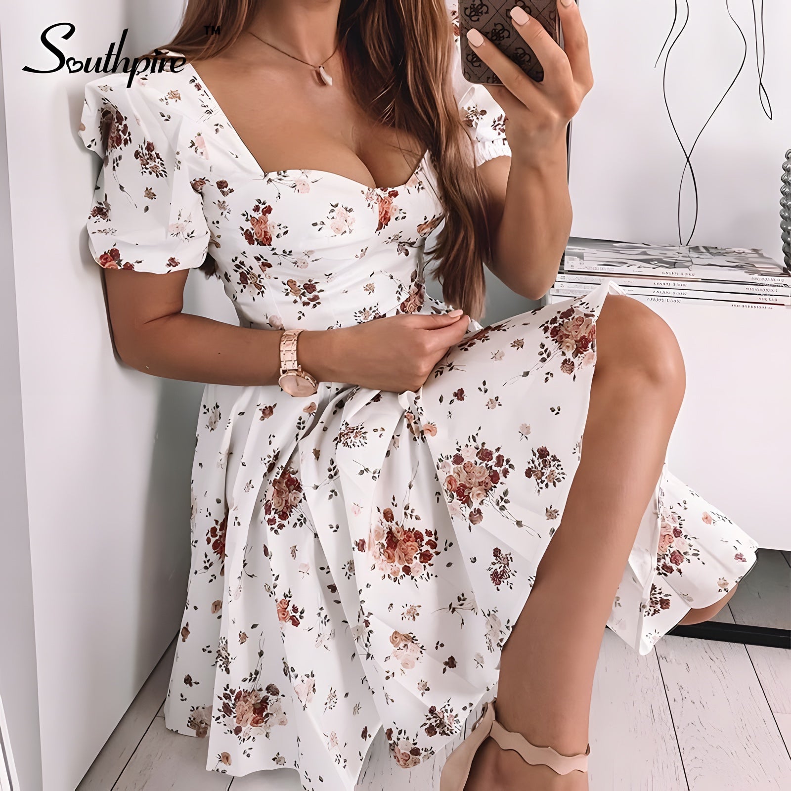 Robe courte bohème fleur