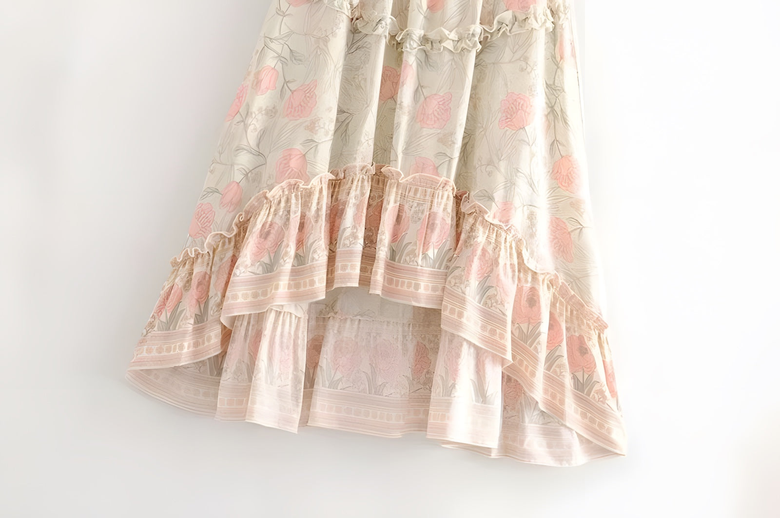 Jupe bohème longue rose