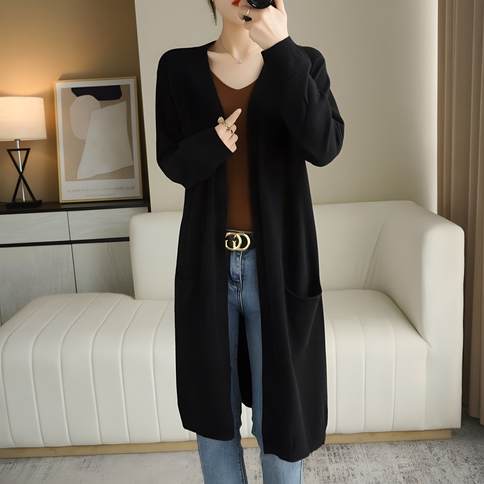 Gilet femme bohème long