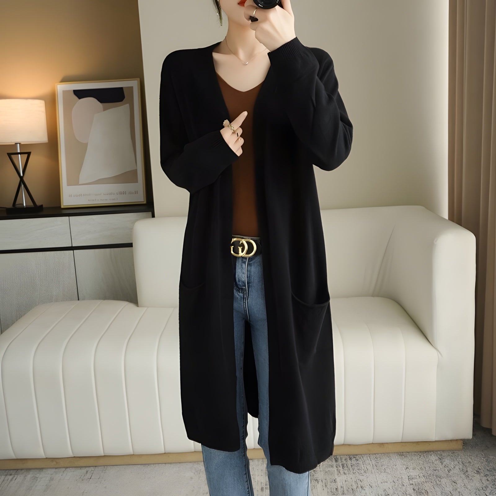 Gilet femme bohème long