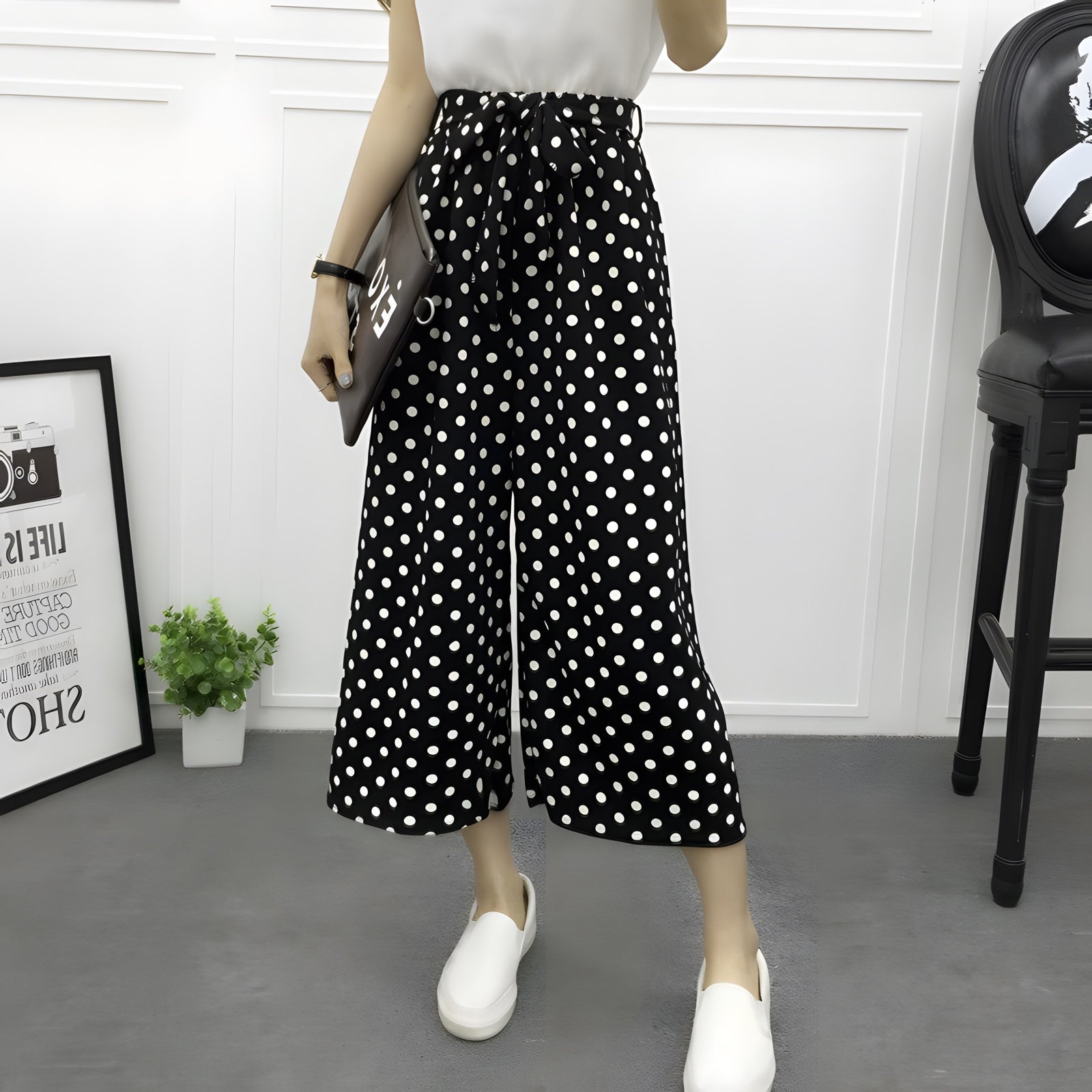 Pantalon Large à Rayures