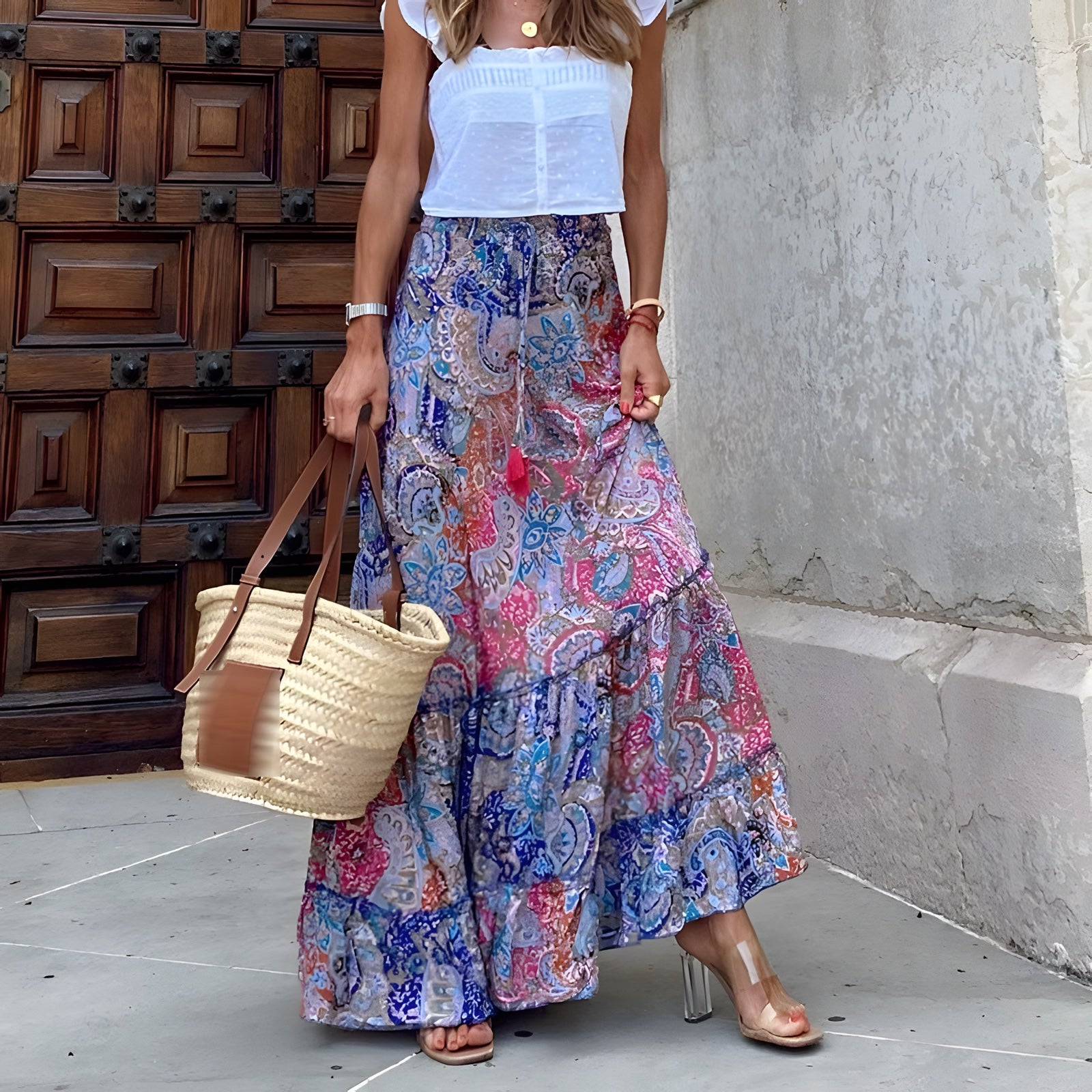 Jupe Longue Boheme Bleu