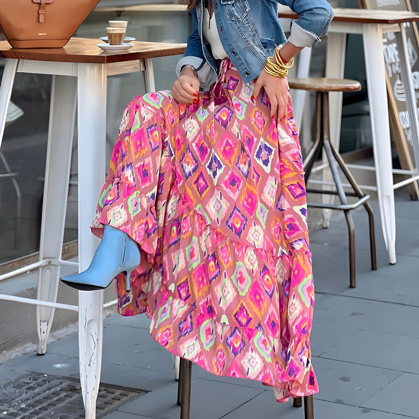 Jupe Longue Boheme Bleu