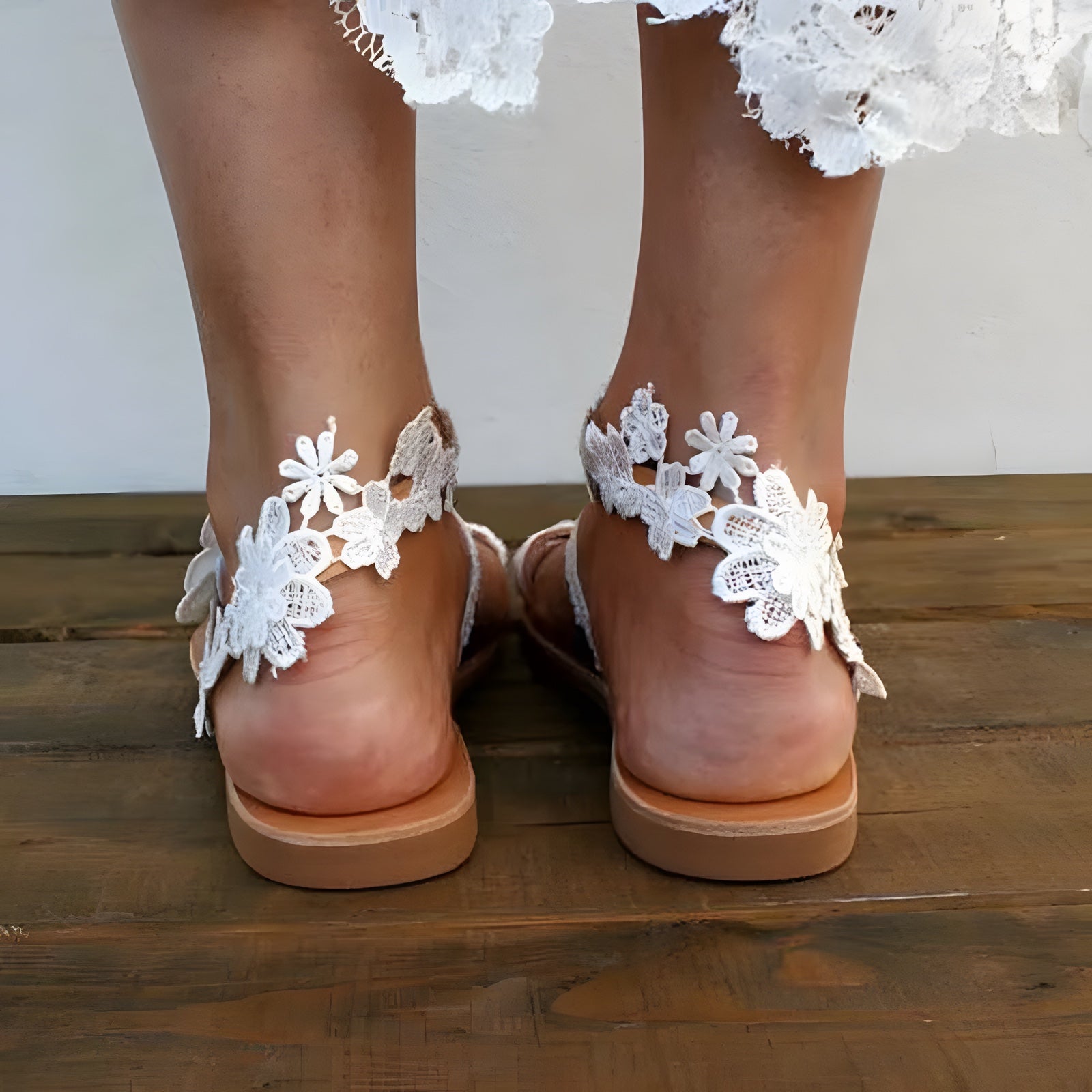 Sandales Bohèmes Blanches à Fleurs pour Mariage