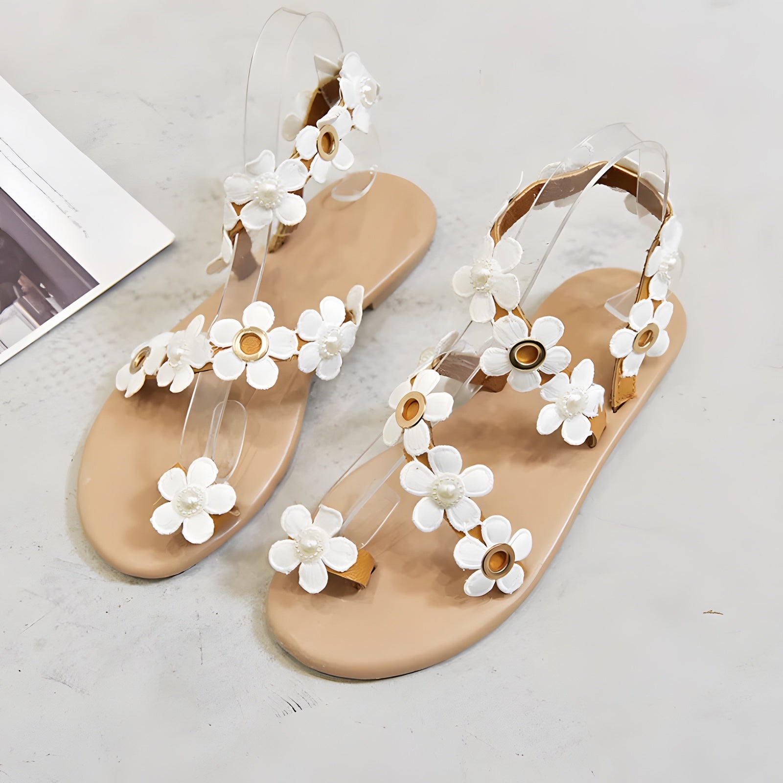 Sandales Bohèmes à Fleurs et Perles