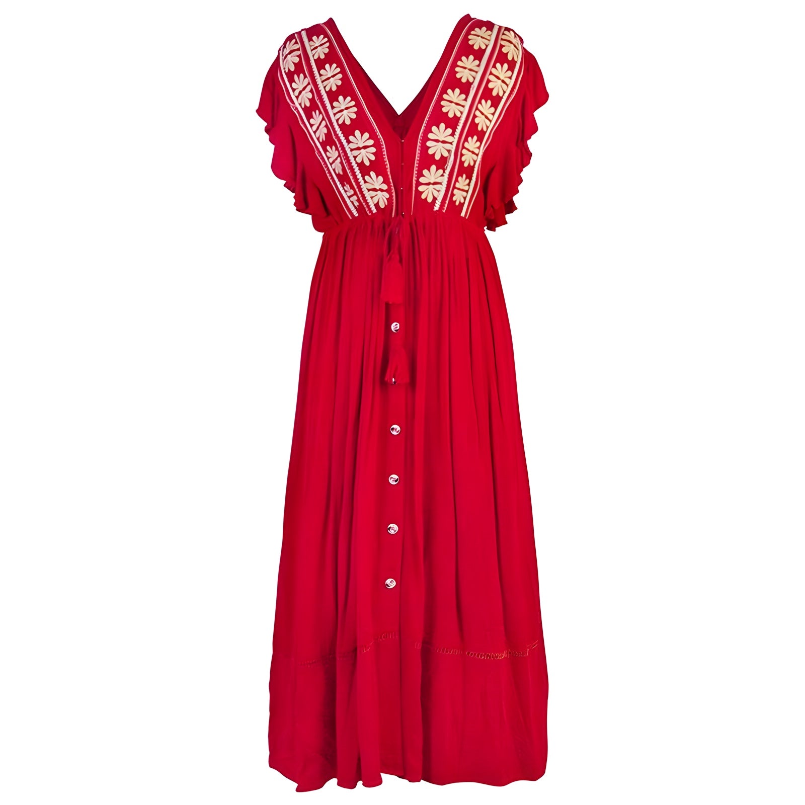 Robe boheme pour femme - Rouge / S