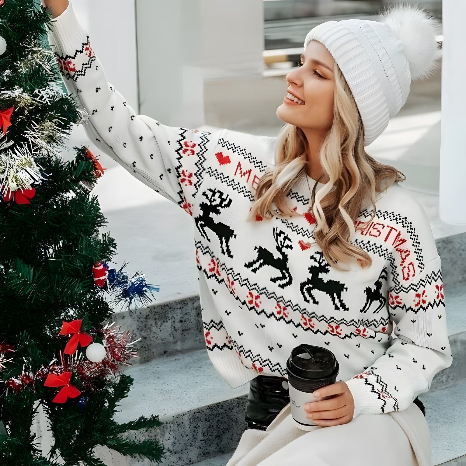 Pull de Noël Blanc