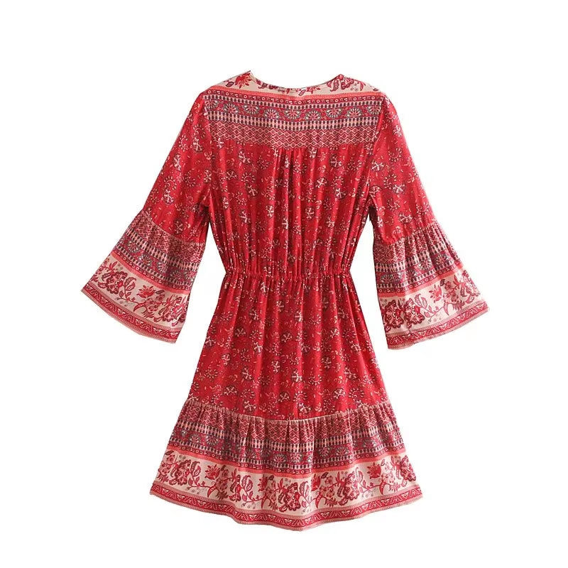 Robe Bohème Hippie à Imprimé Cachemire