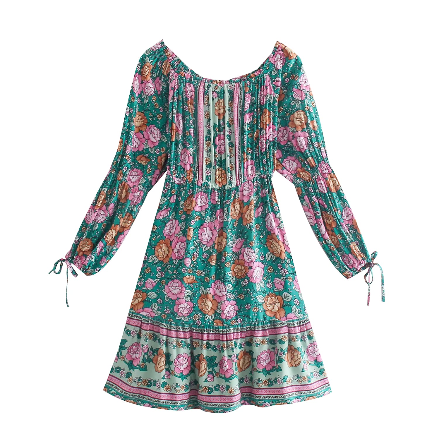 Robe Courte Bohème Hippie à Épaules Dénudées