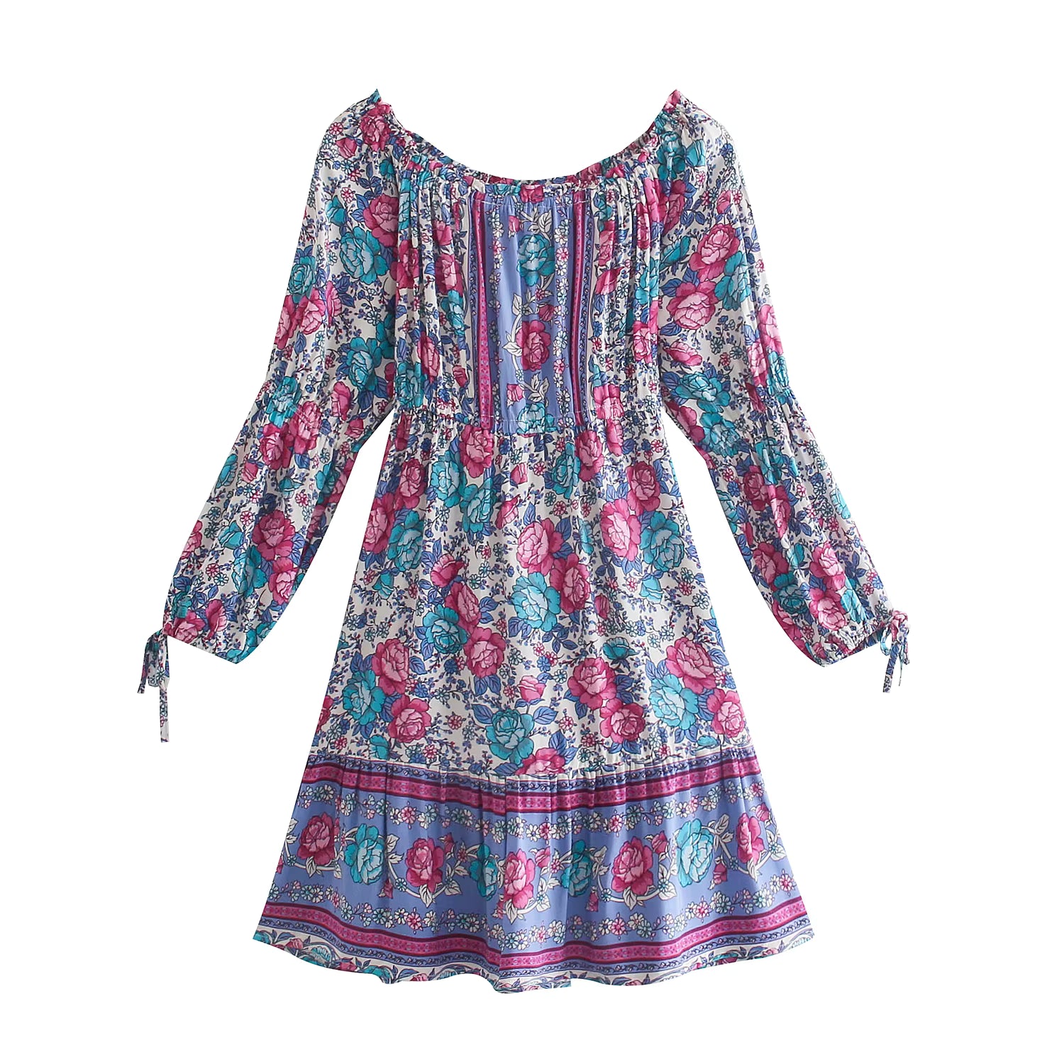Robe Courte Bohème Hippie à Épaules Dénudées