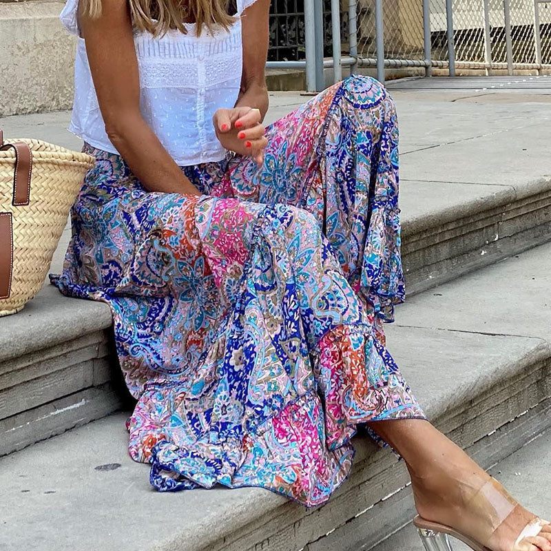 Jupe Longue Boheme Bleu