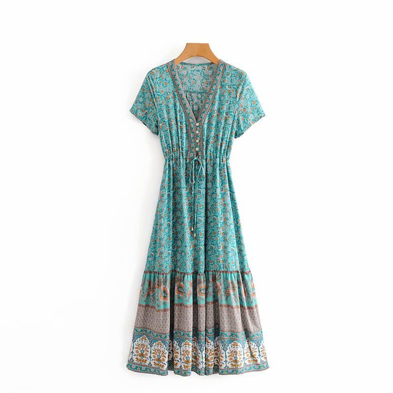 Robe Longue Bohème Turquoise