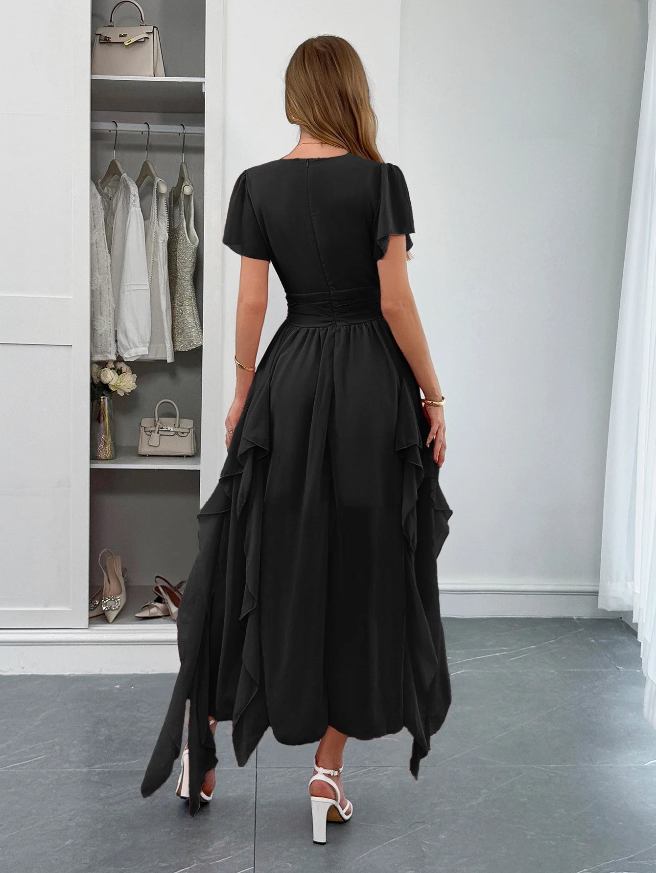 Robe Bohème Chic Longue Fluide pour Invitée de Mariage