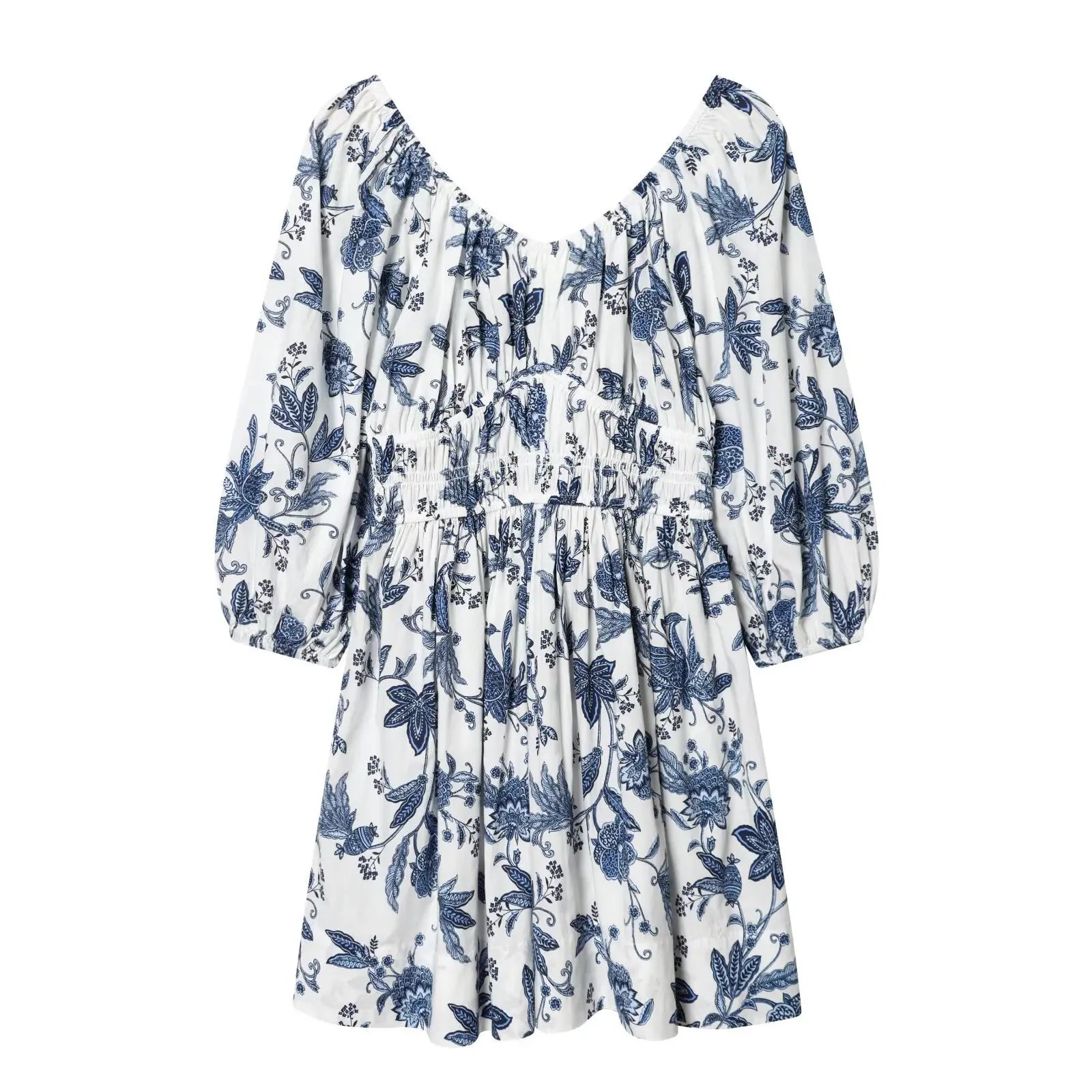 Robe Courte Bohème Fleurie à Manches Longues