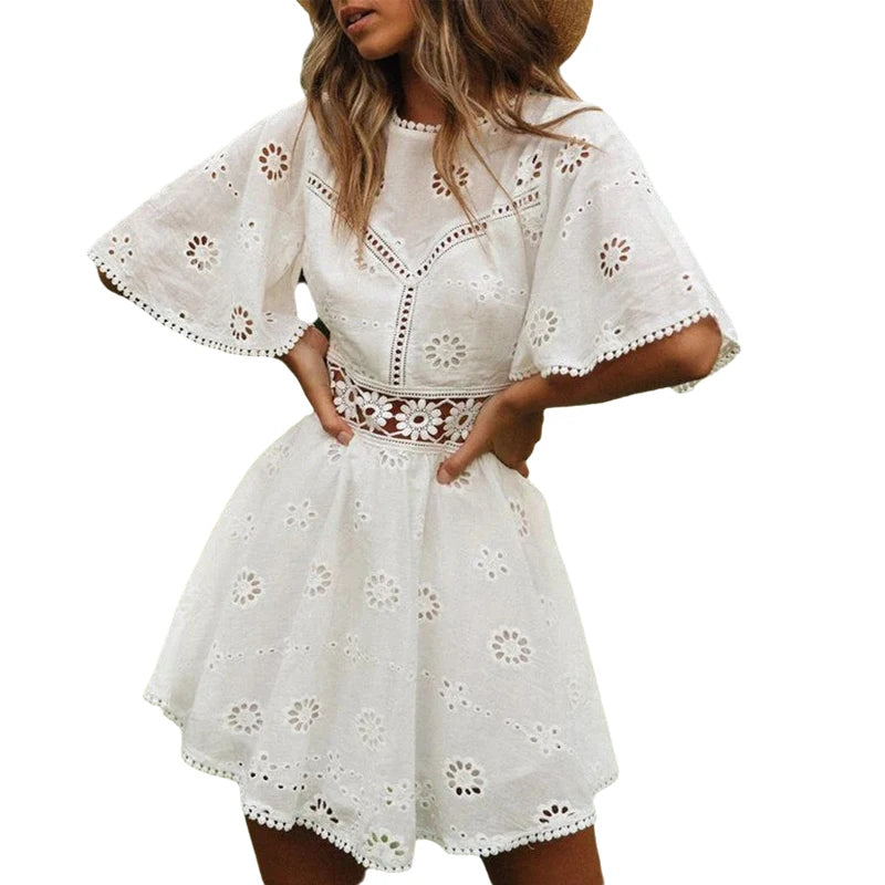 Robe boho courte blanche