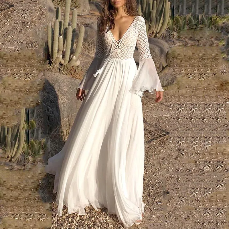 Robe blanche style boheme