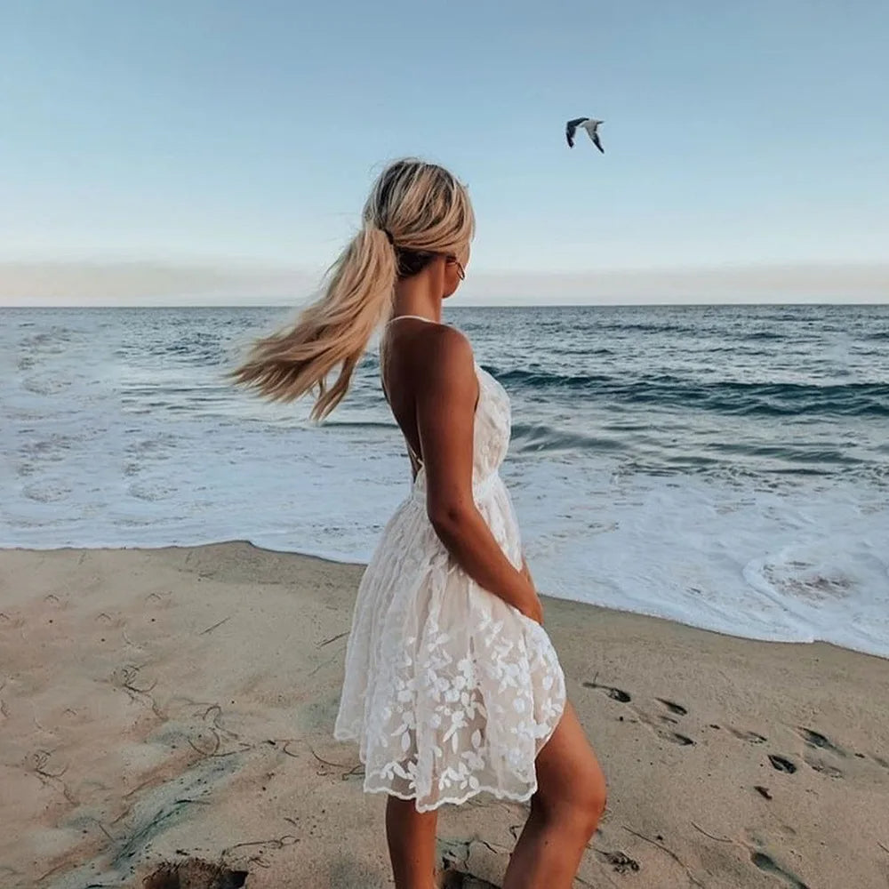 Robe boho blanche courte