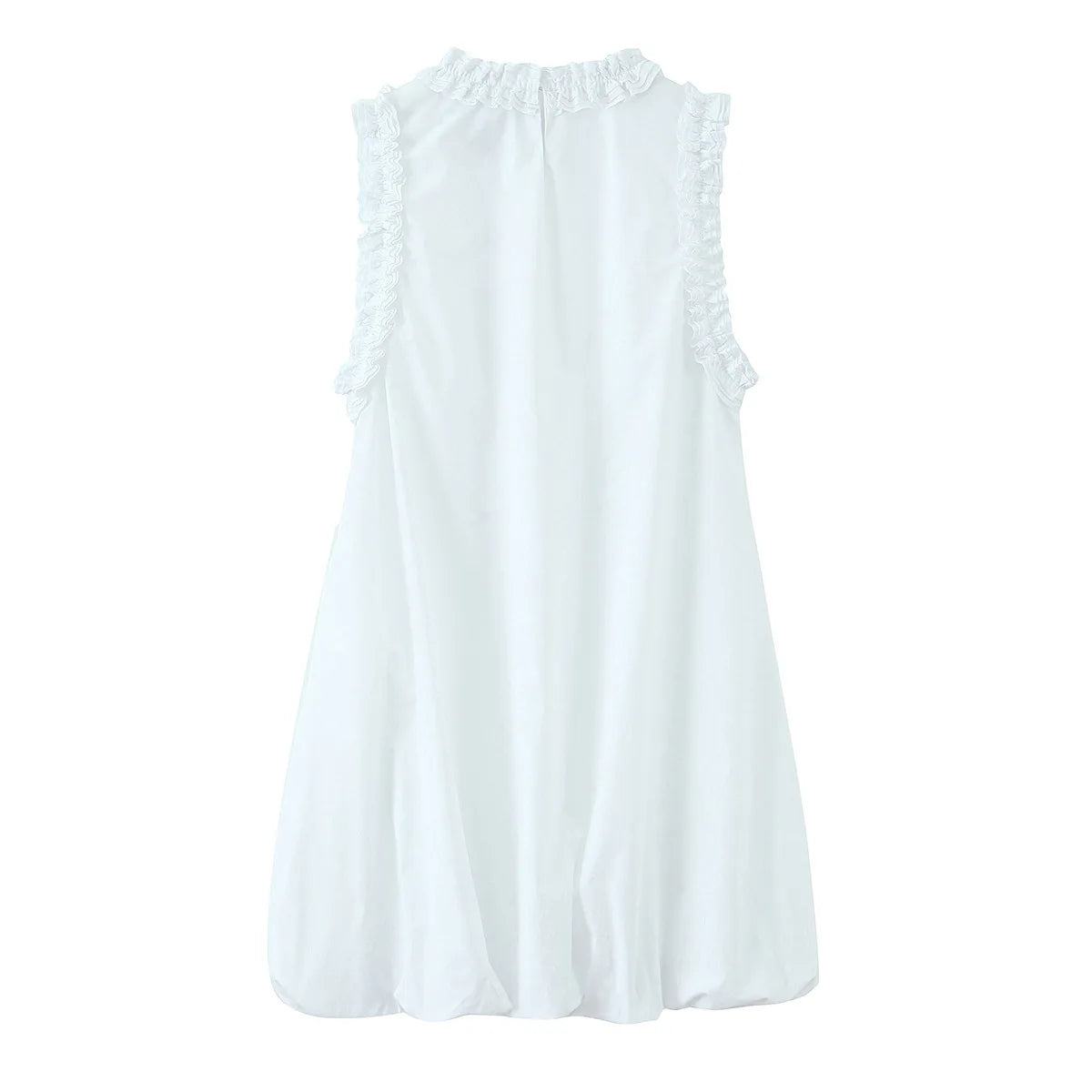 Robe Bohème Courte Blanche Coupe Boule à Volants