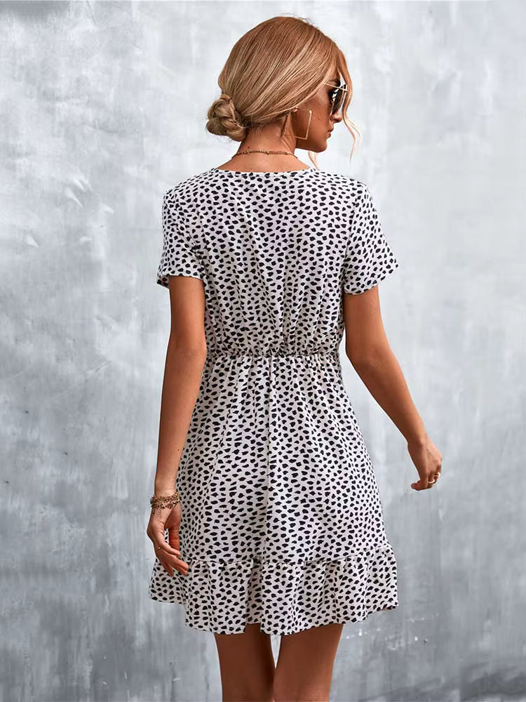 Robe Courte Bohème Décontractée à Col V