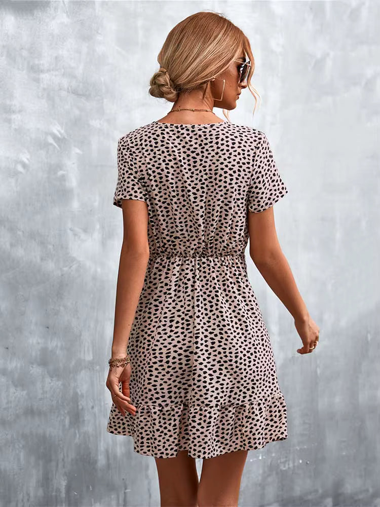 Robe Courte Bohème Décontractée à Col V
