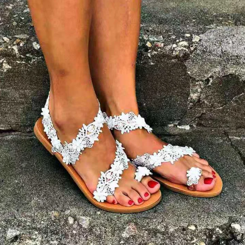 Sandales Bohèmes Blanches à Fleurs pour Mariage