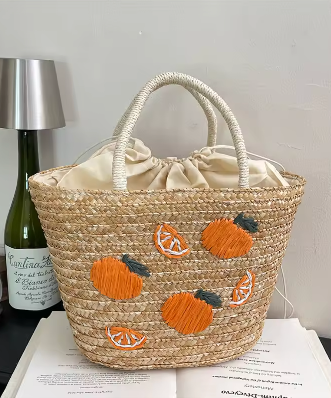 Sac Cabas Bohème en Paille Brodée