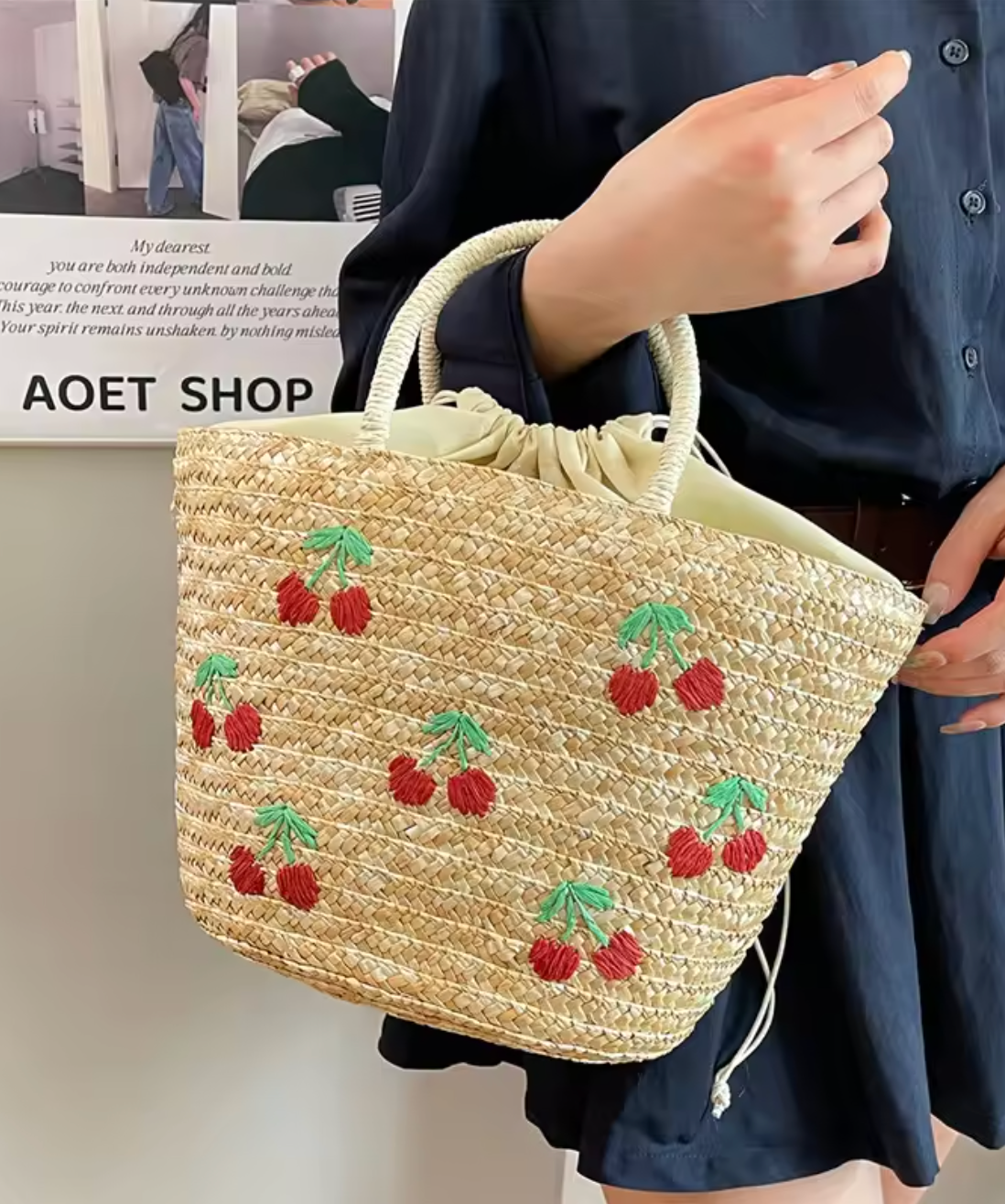 Sac Cabas Bohème en Paille Brodée