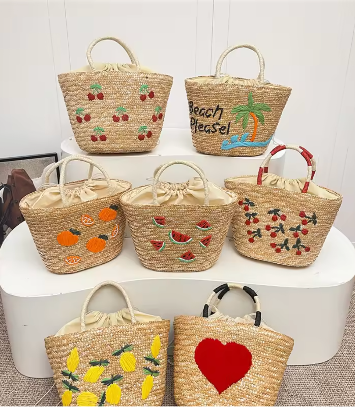 Sac Cabas Bohème en Paille Brodée
