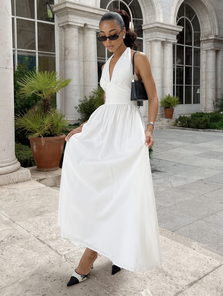 Robe Bohème Longue Blanche Dos Nu Élégante
