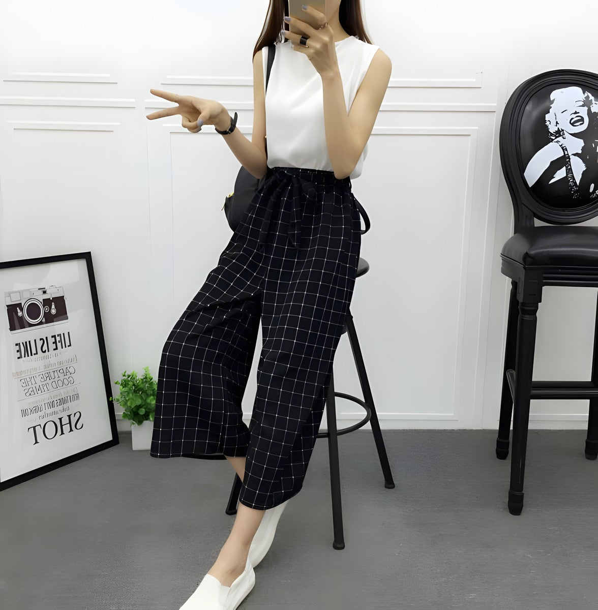 Pantalon Large à Rayures
