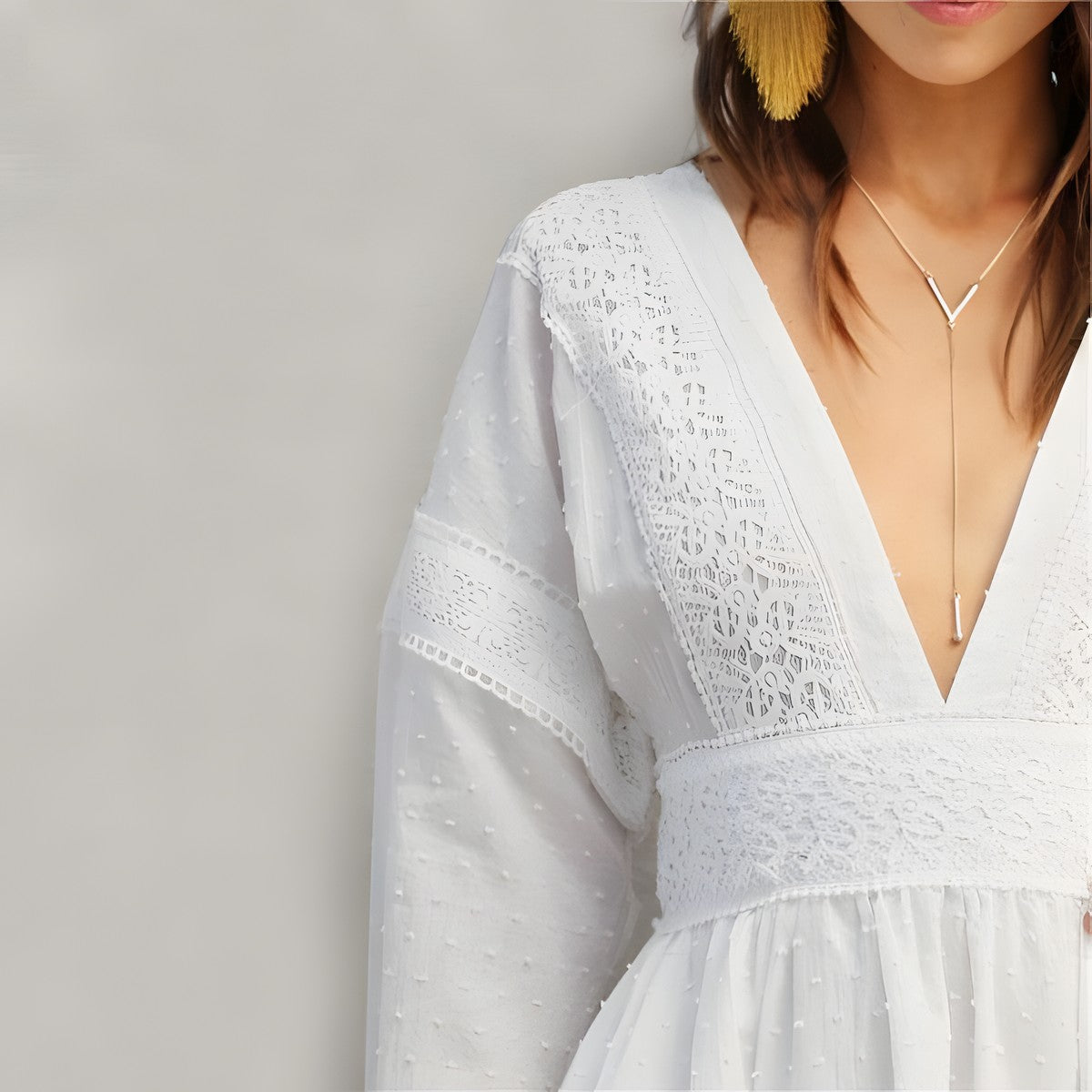 Robe blanche Dentelle Courte Bohème
