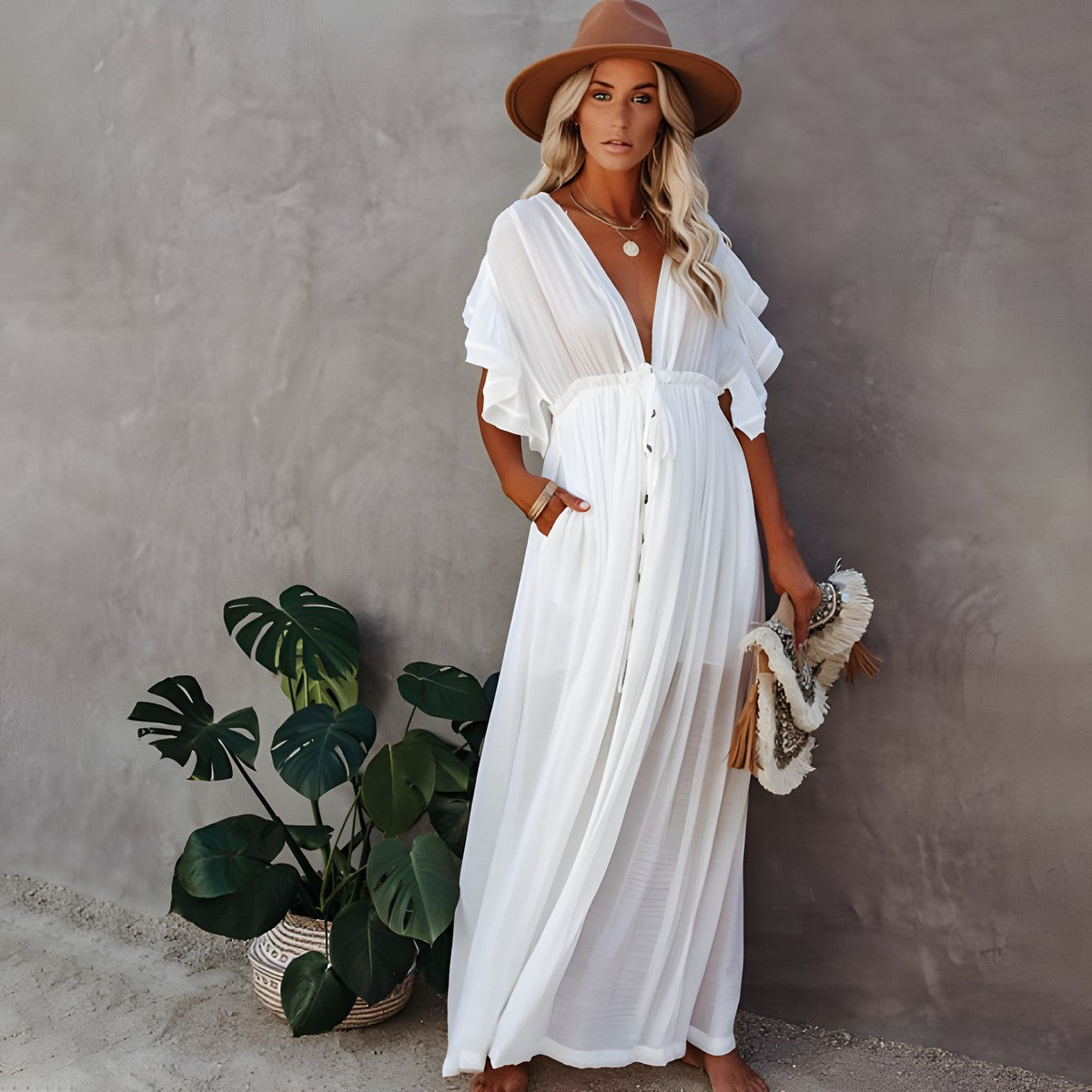 Robe bohème longue rouge