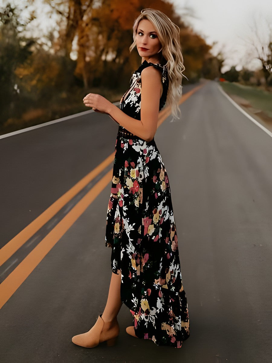 Robe Longue Noire Bohème Chic