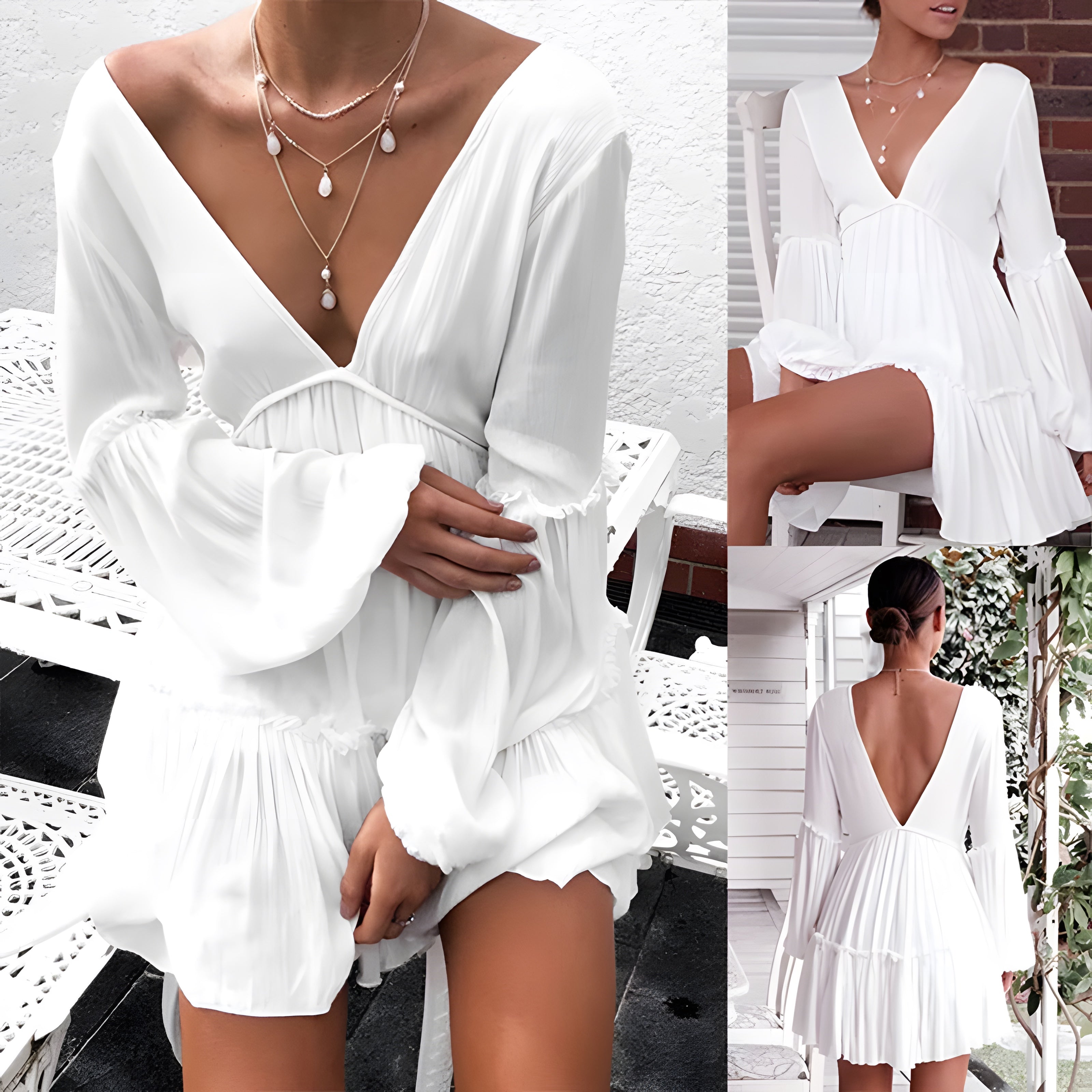 Robe Courte en Dentelle Bohème
