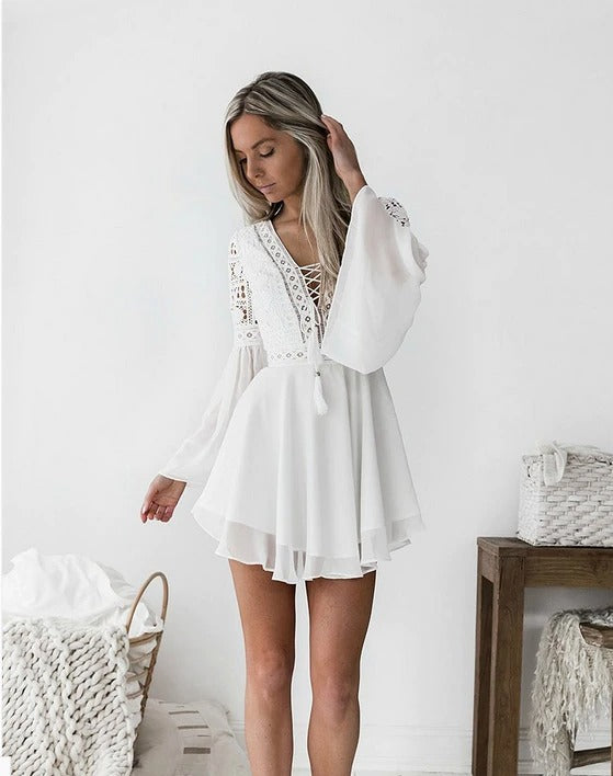 Robe bohème blanche romantique