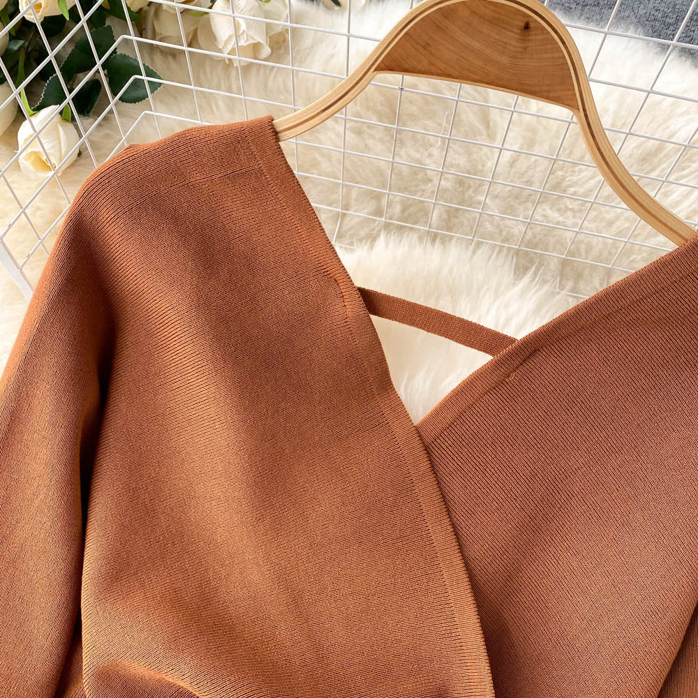 Robe pull boheme rouge