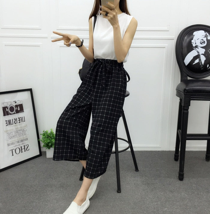 Pantalon Large à Rayures