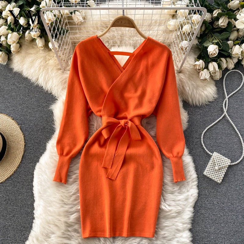 Robe pull boheme rouge