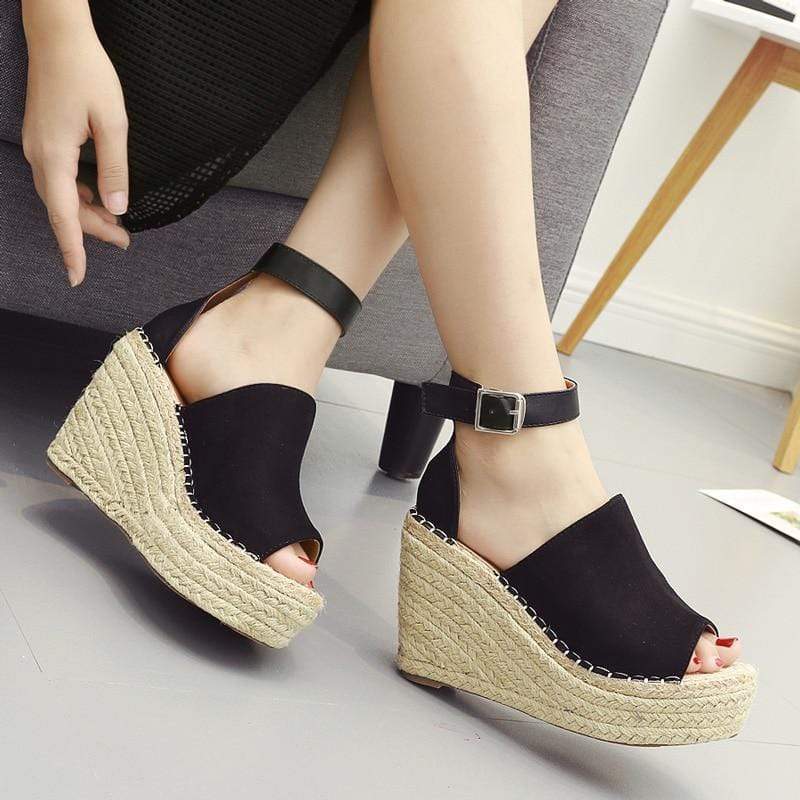 Chaussure Compensée Bohème - Noir / 35