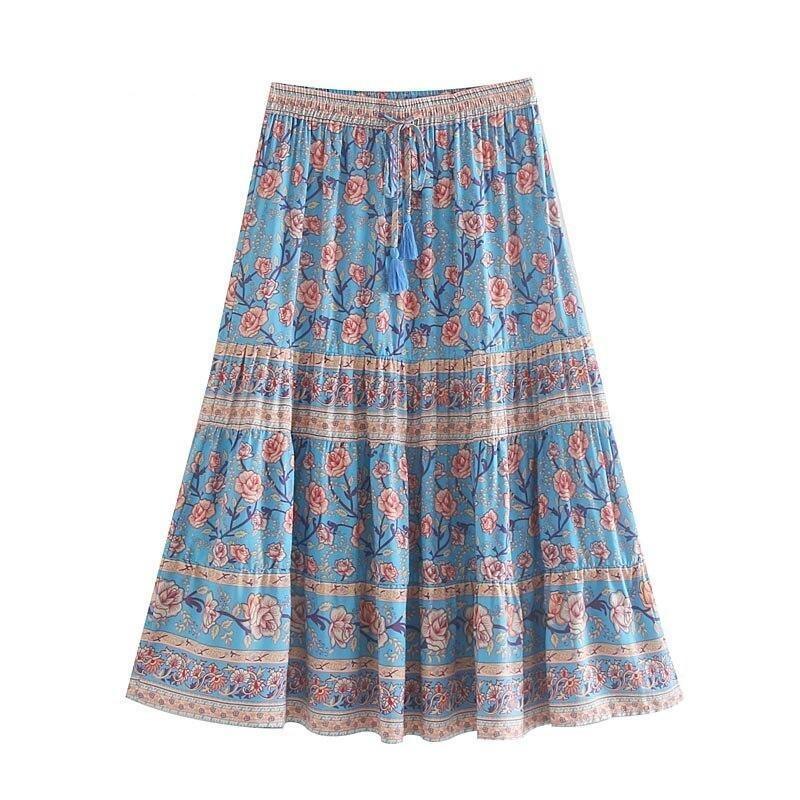 Jupe boho bleu - Bleu / S