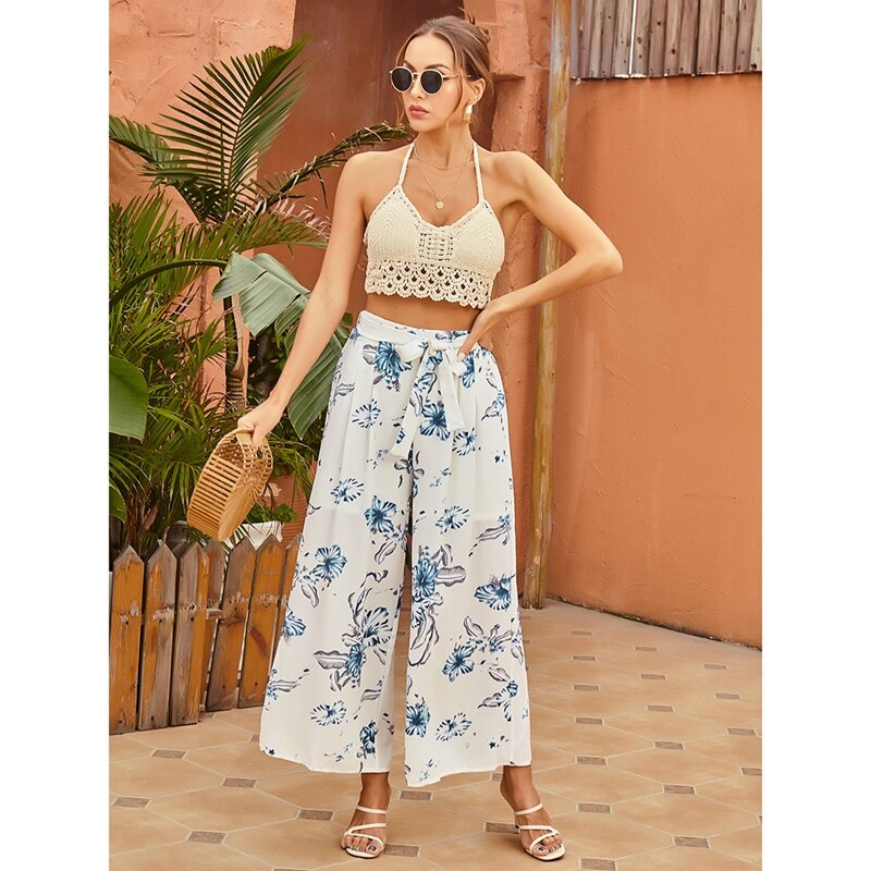 Pantalon Fluide Taille Haute