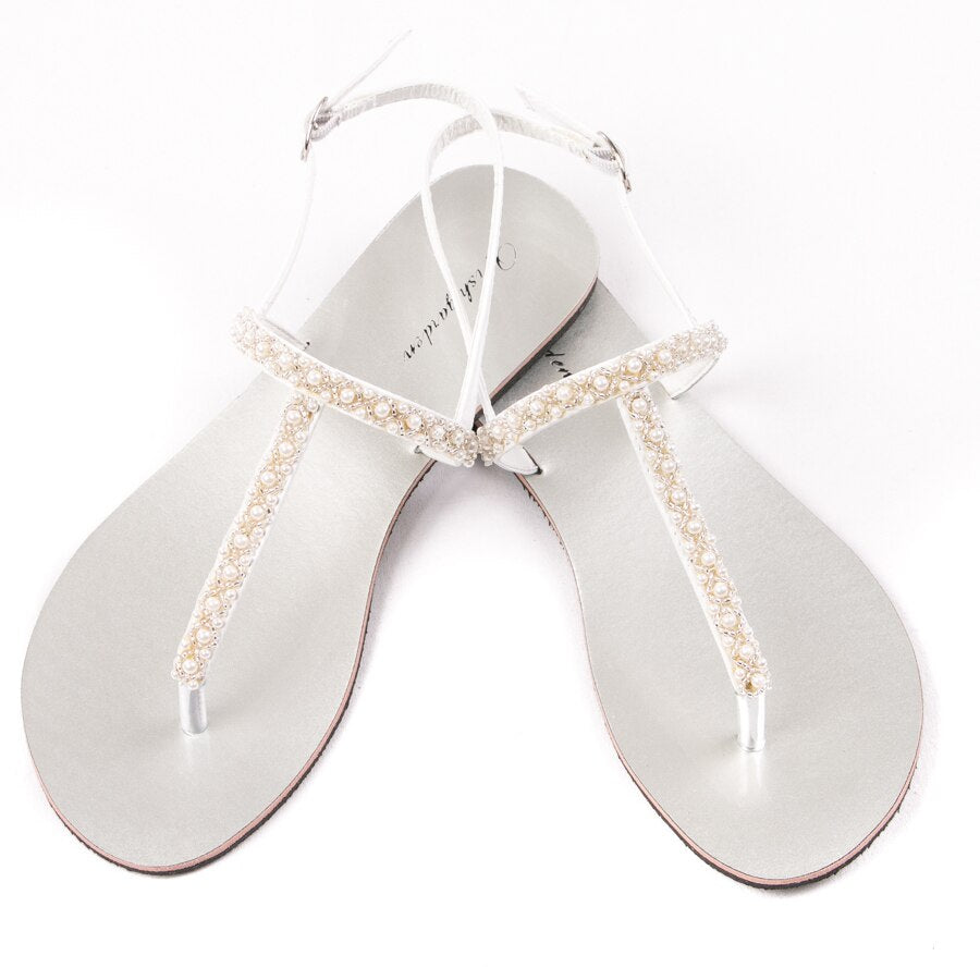 Sandales femme plates bohème blanche