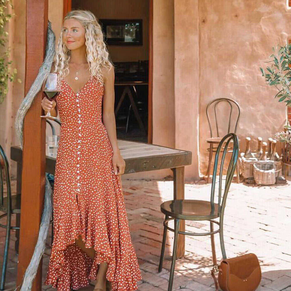 Robe Bohème Longue à Pois