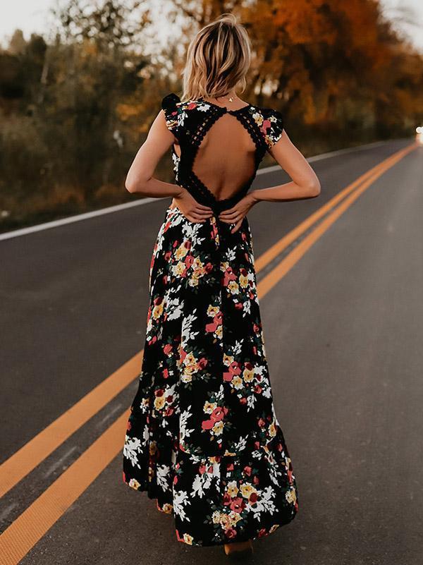 Robe Longue Noire Bohème Chic