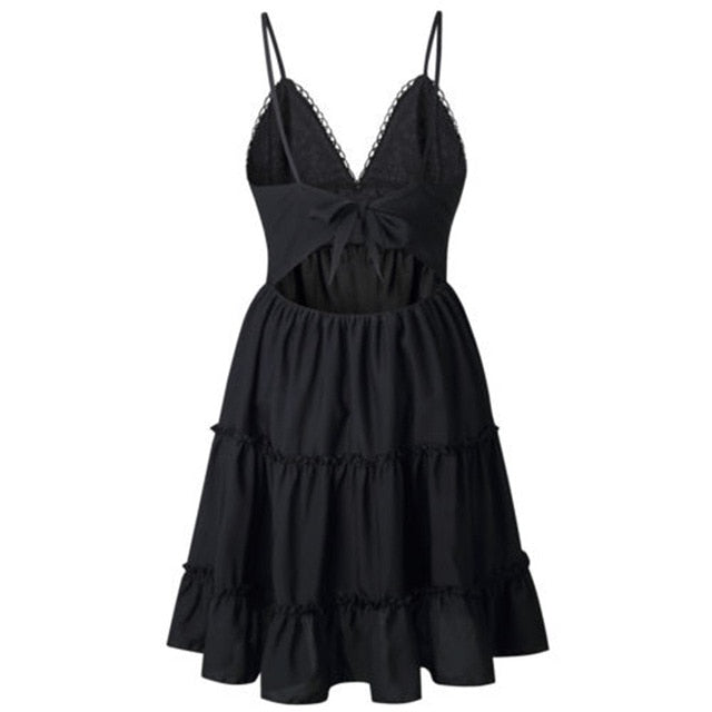 Robe Courte de Plage Blanche Dentelle Boho Bohème Chic