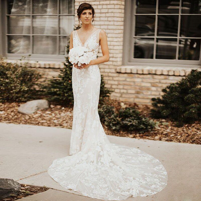 Robe de mariée longue style bohème