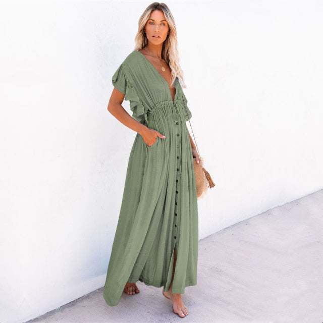 Robe bohème longue rouge