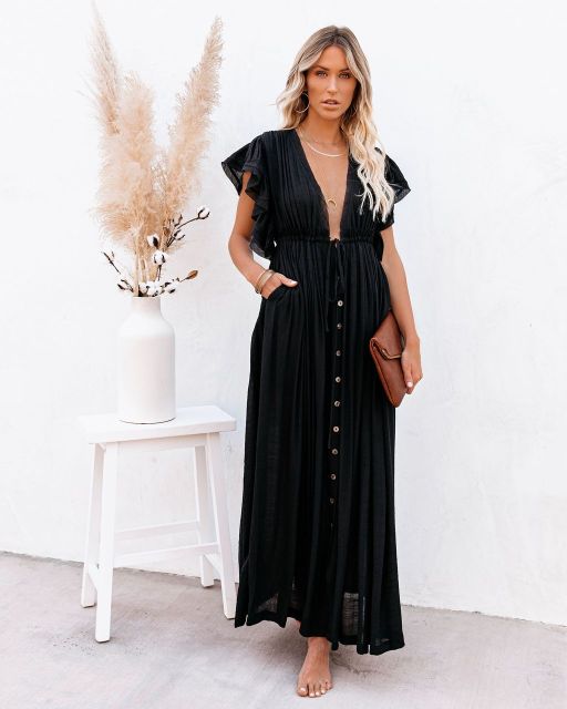 Robe bohème longue rouge