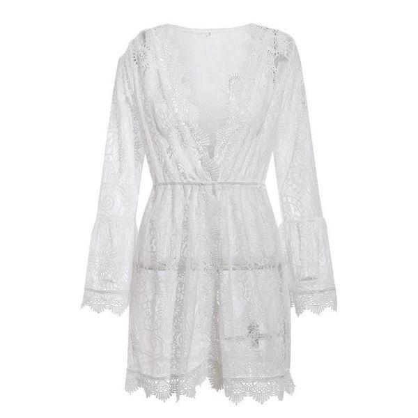Robe Blanche Bohème Dentelle Chic